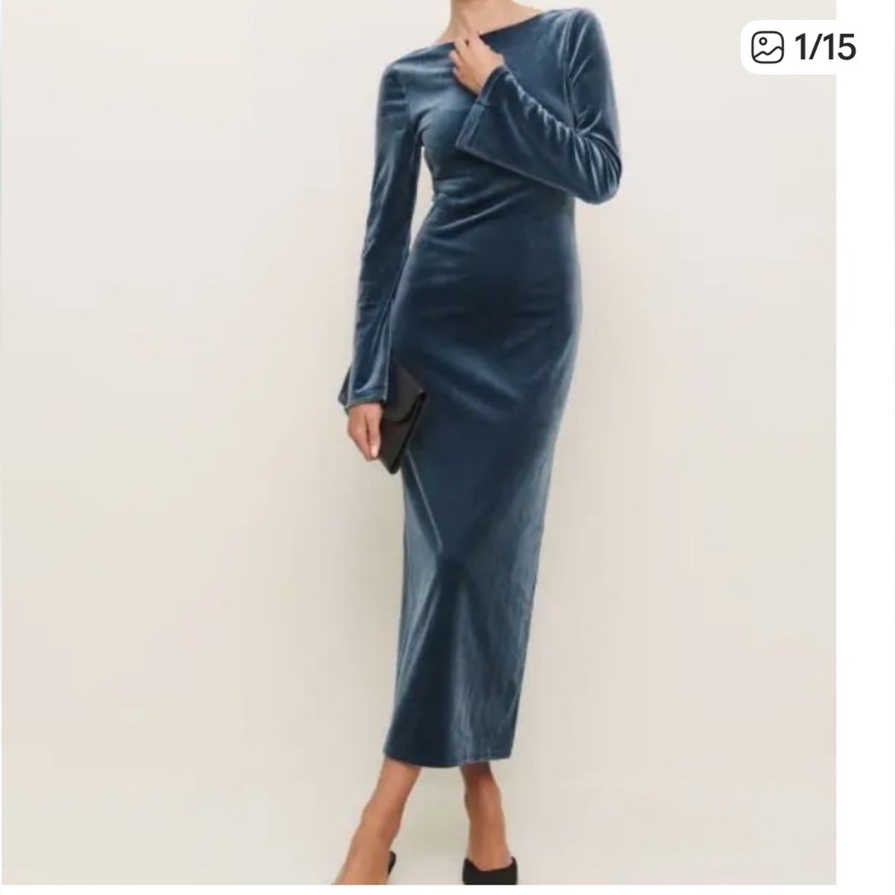Reformation Delphina Knit Velvet Dress